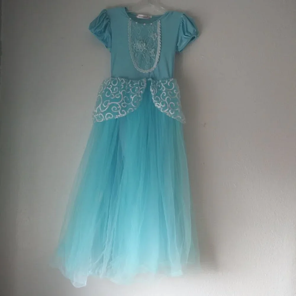 Jerris Apparel girls size 8 blue and white Cinderella dress
